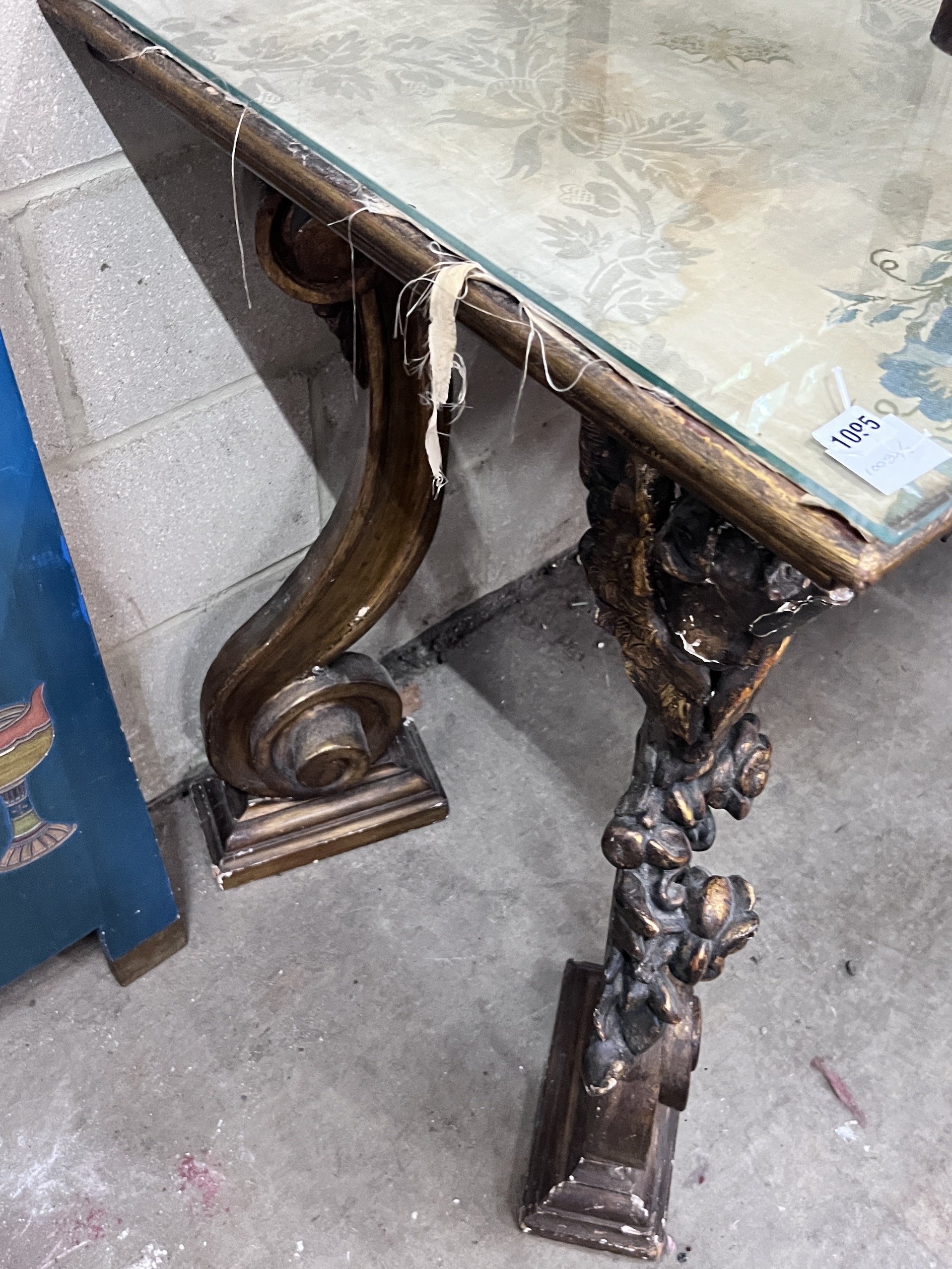 An 18th century style giltwood and composition console table, width 170cm, depth 65cm, height 82cm